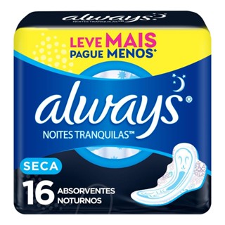 Absorvente Always Noites Tranquilas Seca com Abas 16 Unidades