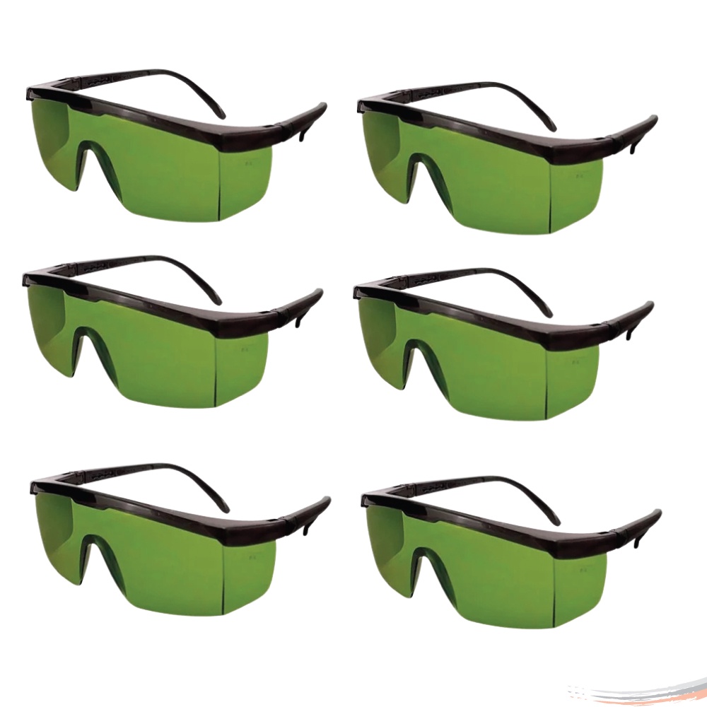 Kit 6 Óculos De Proteção Lazer Luz Pulsada Epi Verde Jaguar - Envio Rápido