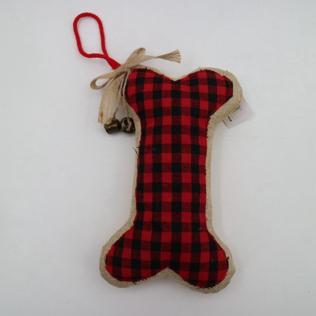 Ossinho Decorativo Vermelho/Xadrez - 26x15cm - 1 unidade - Rizzo