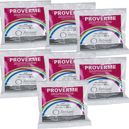 Kit 7 Vermífugo Solúvel Proverme Fabiani Saúde Animal - 28 g