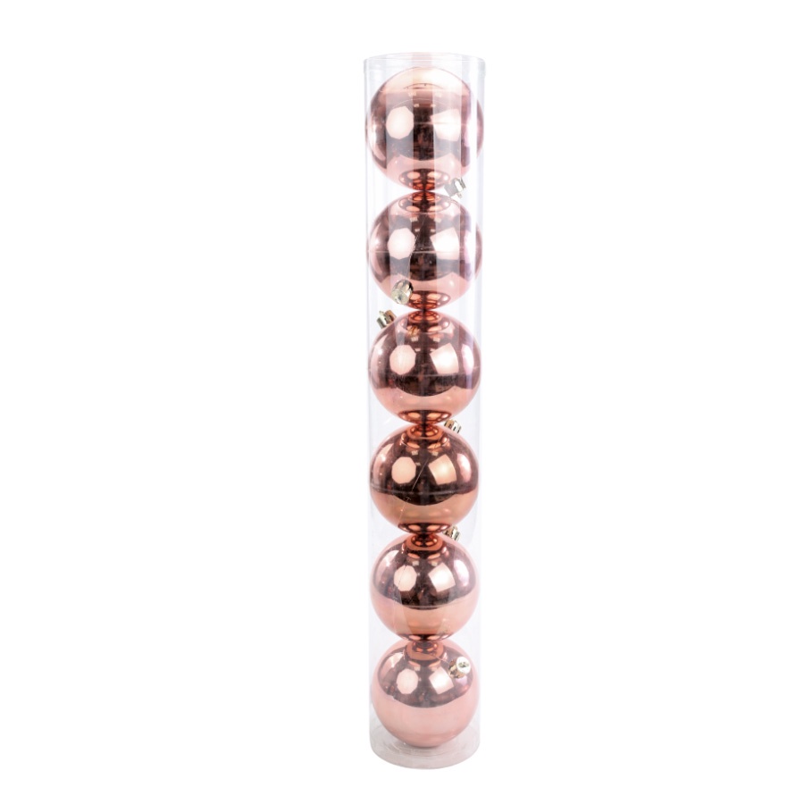 Bolas de Natal em Tubo - Rose Gold - 10cm  - 6 unidades - Cromus - Rizzo - Home & Living
