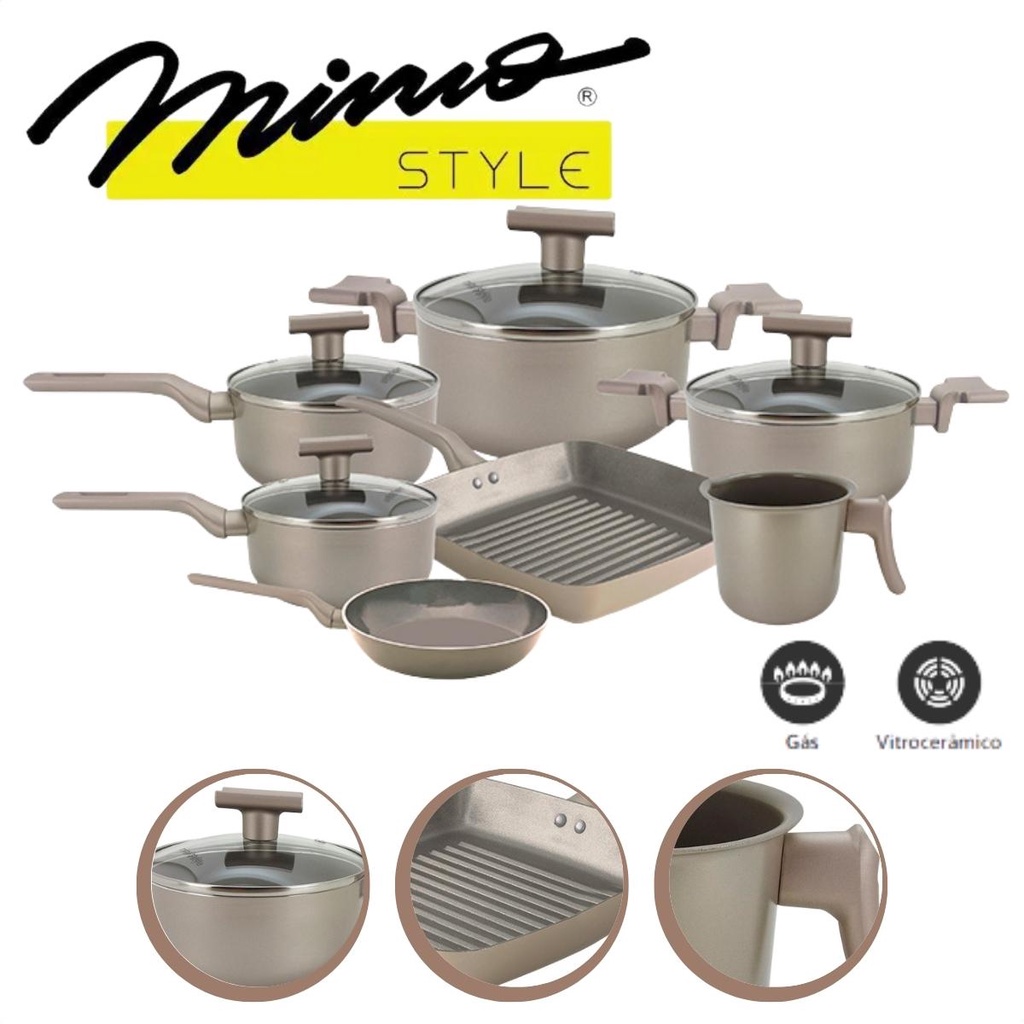 Conjunto Jogo De Panela Antiaderente 7 Peças Alumínio Sartin Mimo Style - Home & Living