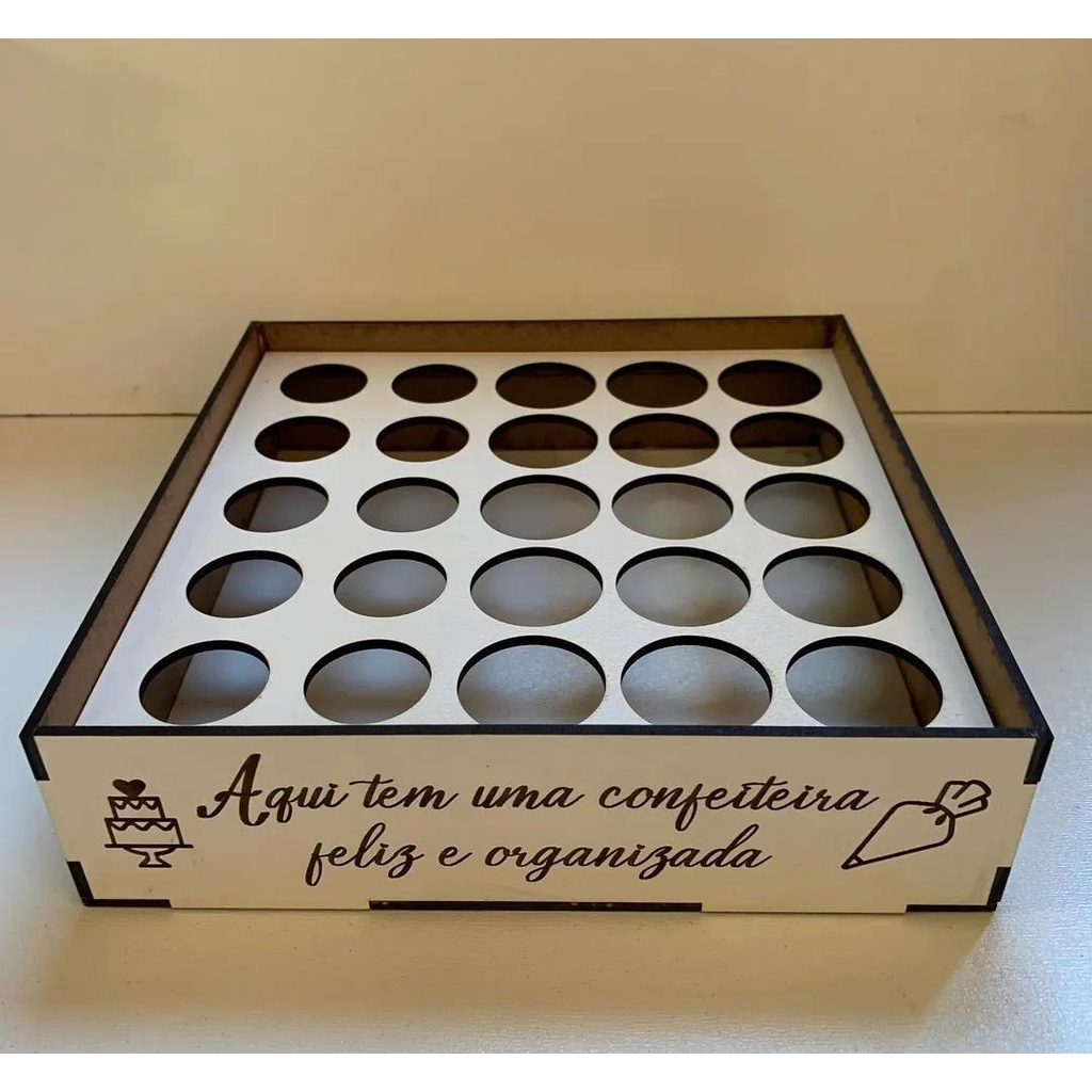 Porta Corante em MDF de 3mm de Alta Qualidade com 25 Furos Para Confeitaria Confeiteira Na Promoção em Oferta na Shopee