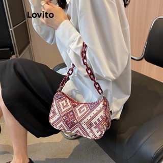 Lovito Casual Tribal Print Padrão Ombro Pequeno Bolsa Para Mulheres LNA32086 (Vermelho)