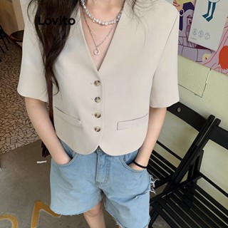 Lovito Blazer com Botões para Mulheres L58AD063 (Off White)