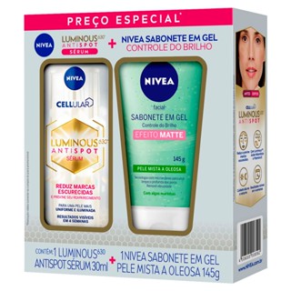 Kit Sérum Nivea Cellular Luminous 630º Antispot 30ml e Sabonete em Gel Facial Nivea Efeito Matte 145g
