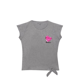 Blusa Feminina Infantil Amarração Blessed Polo Wear Cinza Escuro