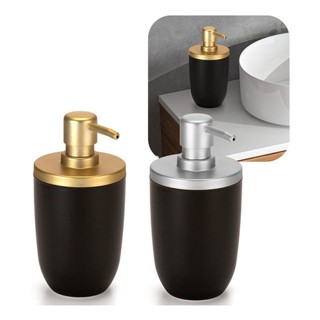 Porta Sabonete Liquido 500ml Dourado Preto Cromo Fosco Arthi Decoração Banheiro Luxo Moderno Black Original Resistente