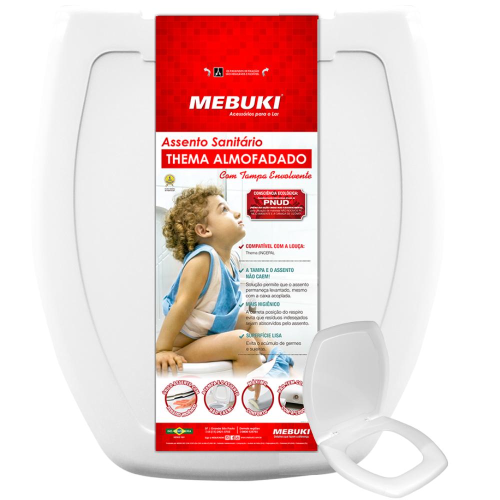 Assento Tampa Almofadado Retangular Para Vaso Bacia Louça Sanitário Linha Thema Incepa Mebuki