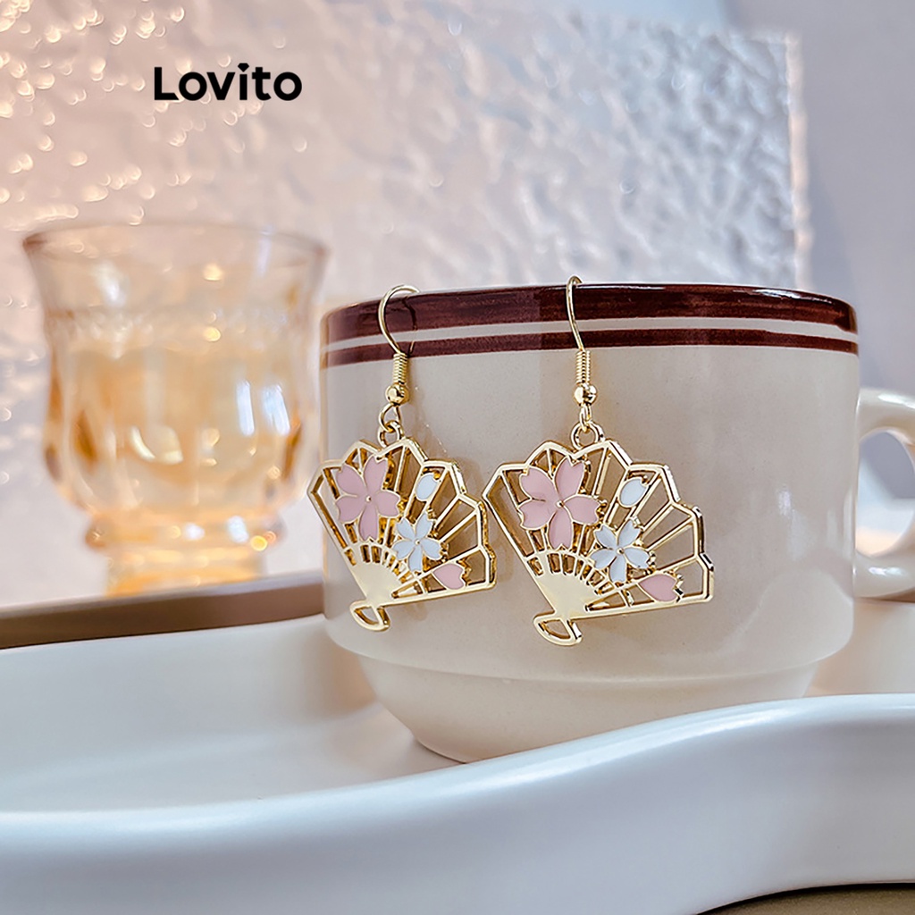 Lovito Brincos Casuais Com Corte Liso Para Mulheres LNA32626  (Ouro) - Fashion Accessories