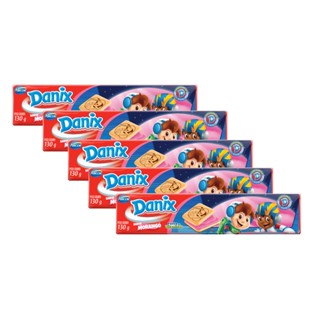 Kit 5 Biscoito Recheado Danix Sabor Morango com 130g