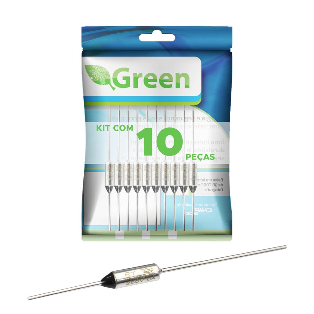 10x Fusível Térmico 169° 10a 250v 169 Graus Para Fritadeira