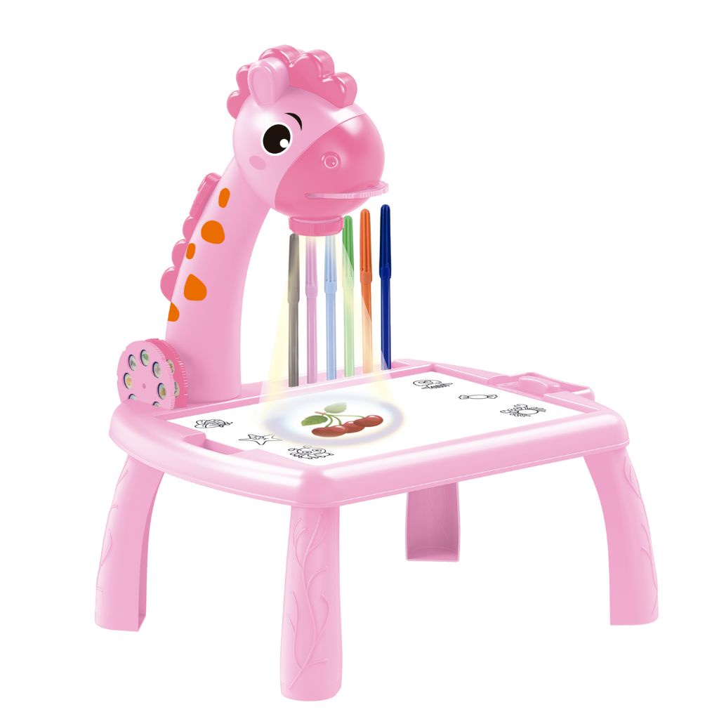 Mesa Lousa Projetora De Desenhos Infantil Rosa KLP-071R Castela Brasil - Mom & Baby