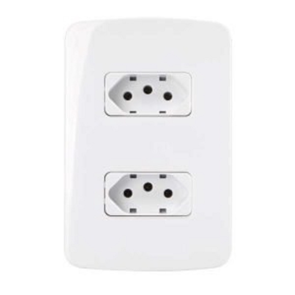 Tomada Dupla 10a + 20a 4x2 2x4 bivolt até 250v Branca Margirius B3