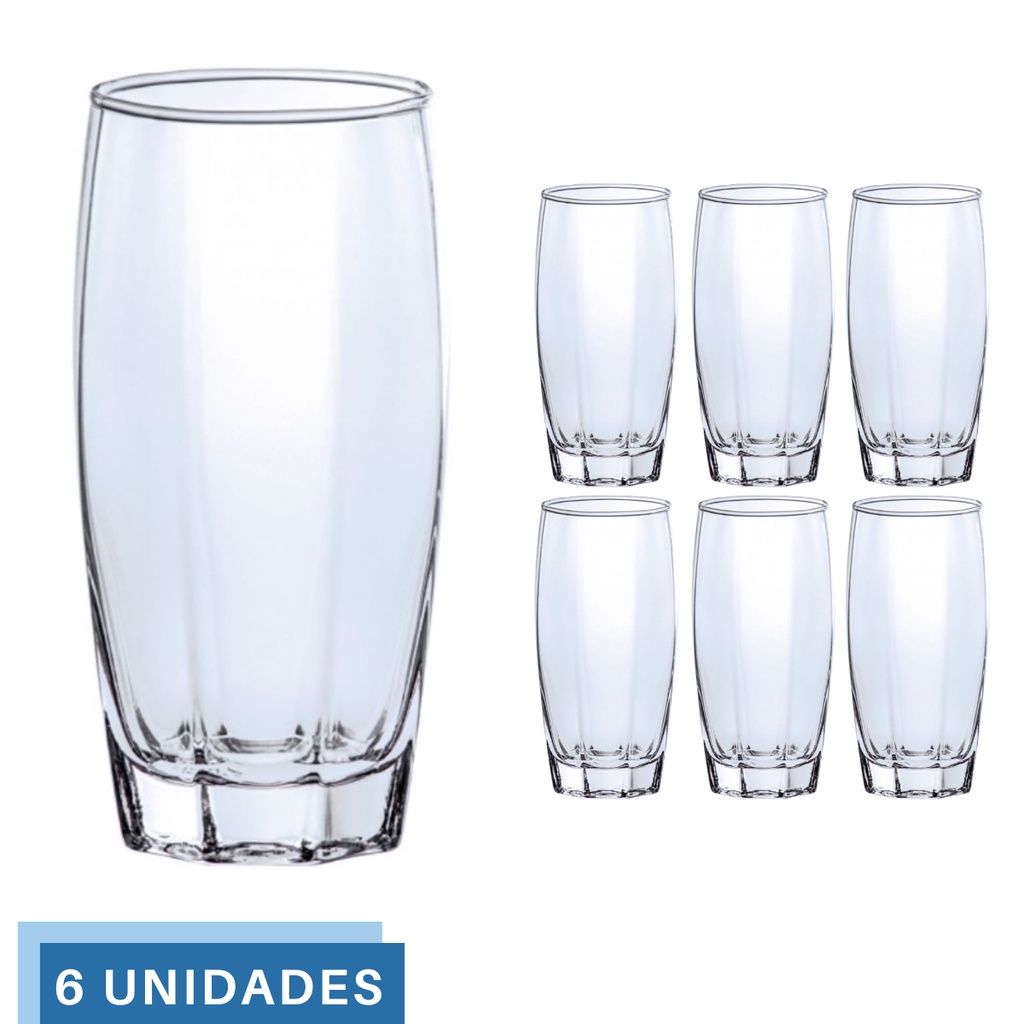 Copo Vidro 370ml Florence Glamour jogo c/ 6 Transparente