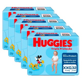 Kit 5 Fralda Huggies Tripla Proteção Mega XXG - 160 Tiras