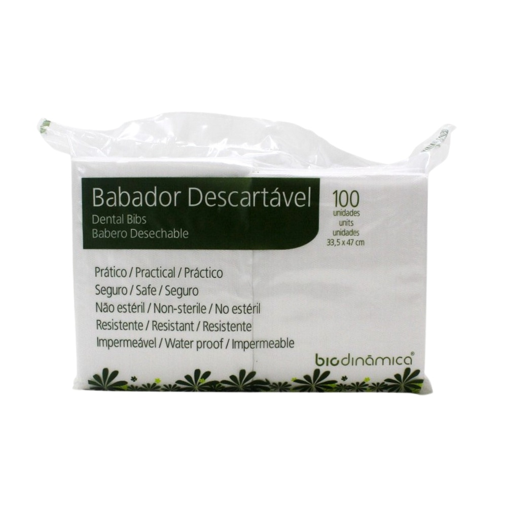 Babador Descartável Impermeável Branco c/100 - Biodinâmica em Oferta na Shopee