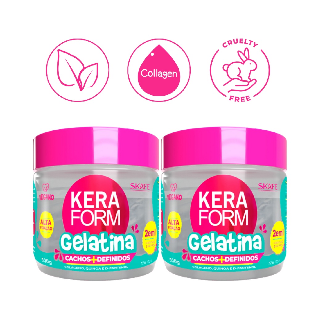 Kit 2 Gelatina Capilar Cachos Mais Definidos Keraform Skafe