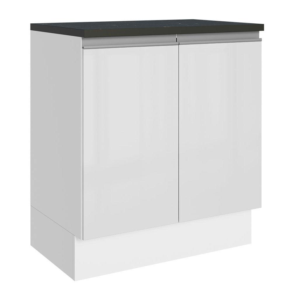 Balcão Armário de Cozinha 100% MDF 70 cm 2 Portas Frentes Branco Brilho Acordes Madesa - Home & Living