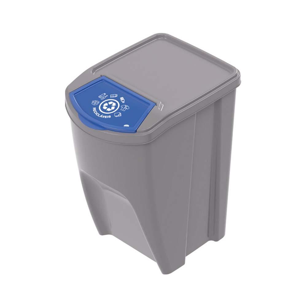 Lixeira Empilhável Seletiva 34 L Reciclável Cinza Plasútil em Oferta na Shopee