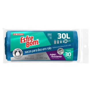 Saco de Lixo em Rolo com Fundo Reforçado Azul 30L EsfreBom Bettanin 30 Unidades