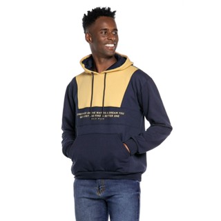Blusa Masculina Moletom Capuz Colorido Polo Wear Azul Escuro