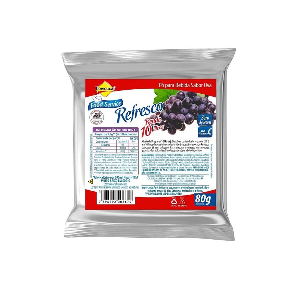 Refresco Magro Sabor Uva Zero Açucares Refil 80G em Oferta na Shopee