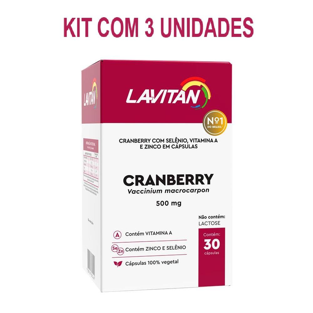 Kit Lavitan Cranberry 500mg Com 3 Un De 30 Cápsulas Cada