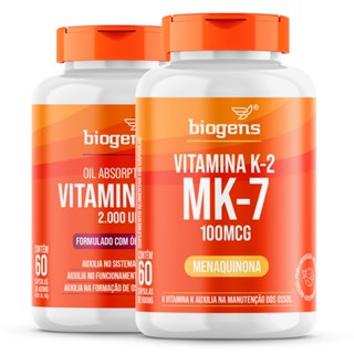 BIOGENS KIT C/ VITAMINA D3 2000UI+ K2 MK-7 100MCG, 60 CAPS