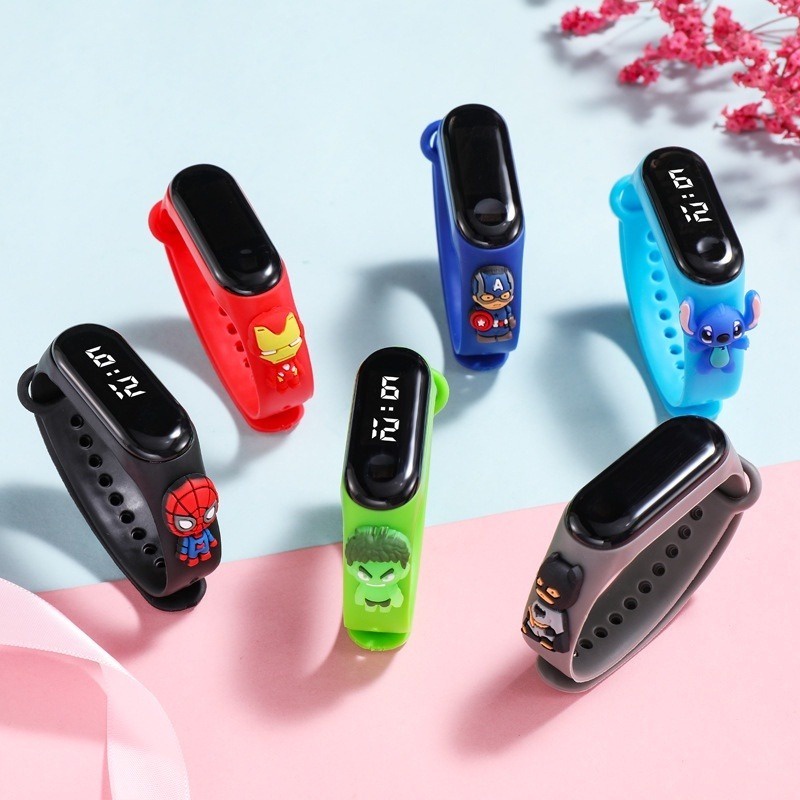 Crianças Dos Desenhos Animados Relógio LED Digital Esportes De Pulso À Prova Dwaterproof Á...