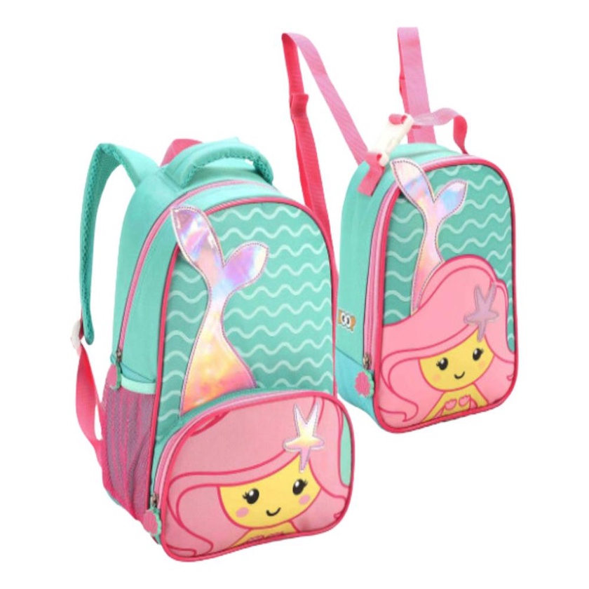 Kit Mochila Escolar e Lancheira Termica Zoop Seanite Sereia Distrikids em Oferta na Shopee
