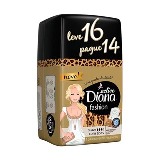 Absorvente Diana Active Fashion Suave com Abas Leve 16 Pague 14
