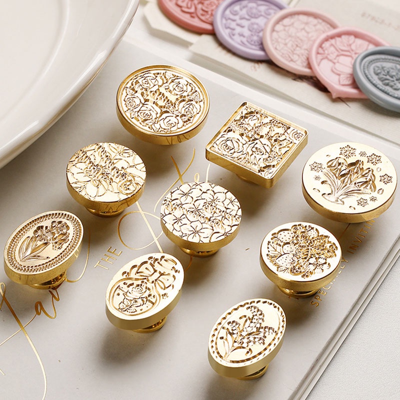 Cera selo carimbo substituir cabeça retro flor padrão selagem selo DIY scrapbook artesanato festa de casamento cartão de convite decoração em Oferta na Shopee