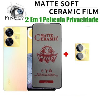 Película Privacidade 2 Em 1 Realme C55 Protetor De Tela Anti-Espionagem De Cerâmica Macia Fosca Protetores De Privacidade Pelicula Para Realme C53 C51 4G 5G Filme Cerâmico & Câmera