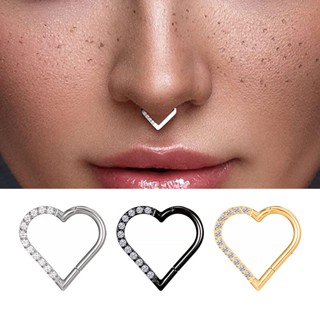 Anel Do Nariz Em Forma De Coração Para Brincos Com Piercing Simples Mulheres Sem Costura Zircônio Incrustado
