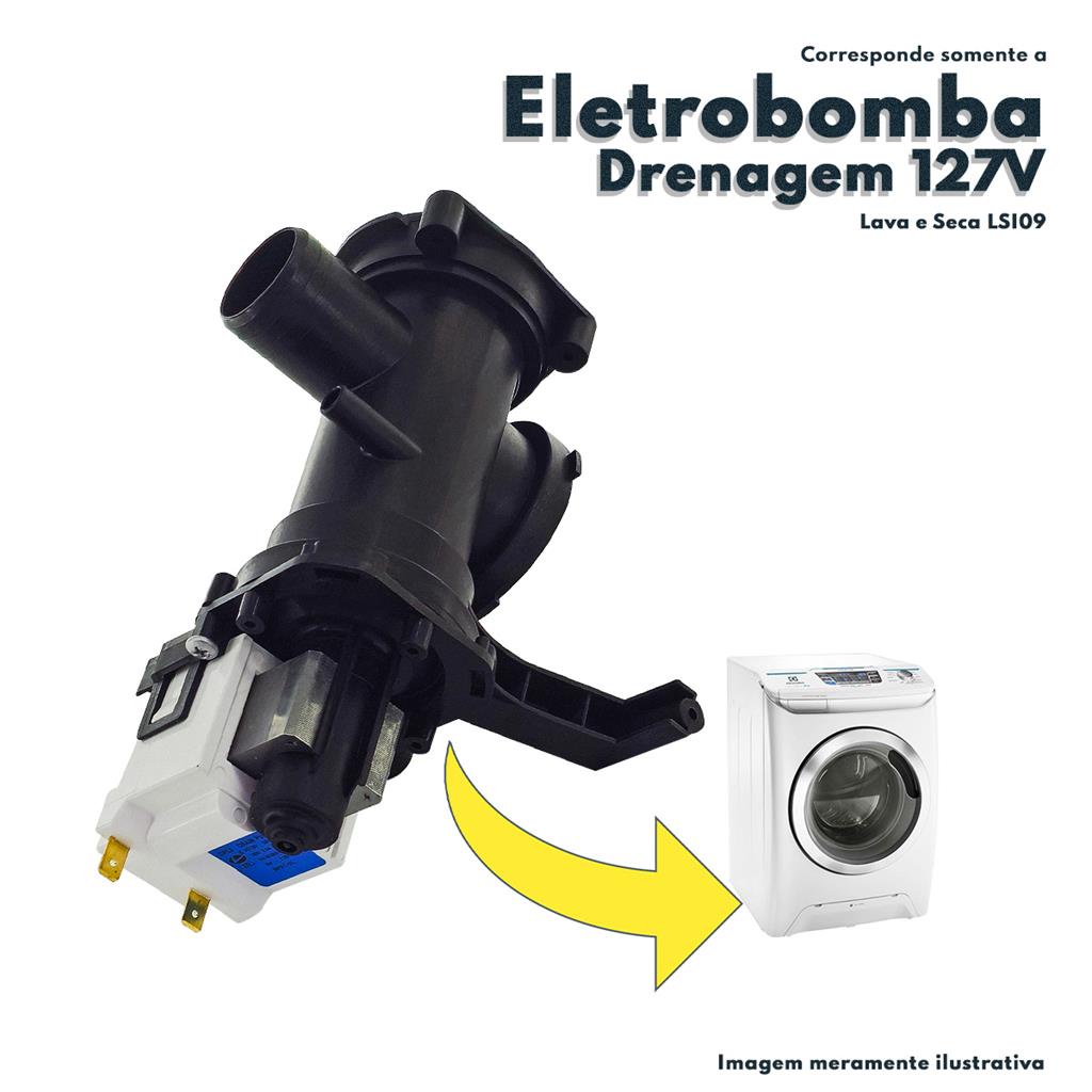 Eletrobomba De Drenagem 127V Para Lava E Seca Electrolux Original LSI09 36189s1910 A10029001 Bomba de Drenagem Completa