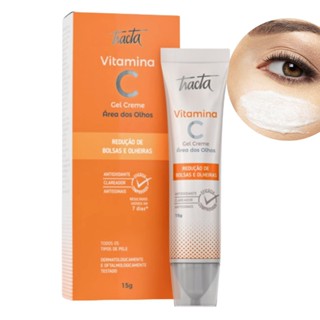 Gel Creme Anti Idade Facial Área dos Olhos Vitamina C Hialurônico Antirrugas Antissinais Tracta 15g