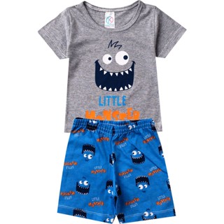 Pijama Verão Infantil Masculino Kappes Cinza