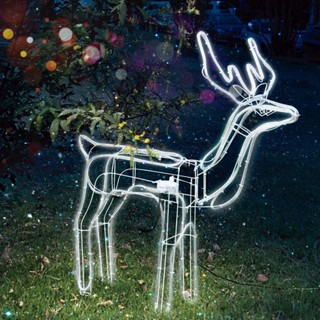 Armação Rena Natal Natalina de Led C/ Movimento Grande - 110v Papai Noel