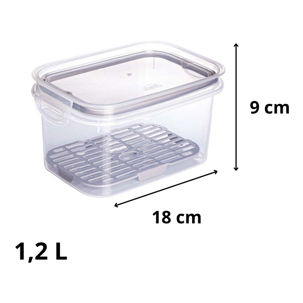 Detalhes do Pote Hermetico Plástico Porta Alimentos Frios 1.2L