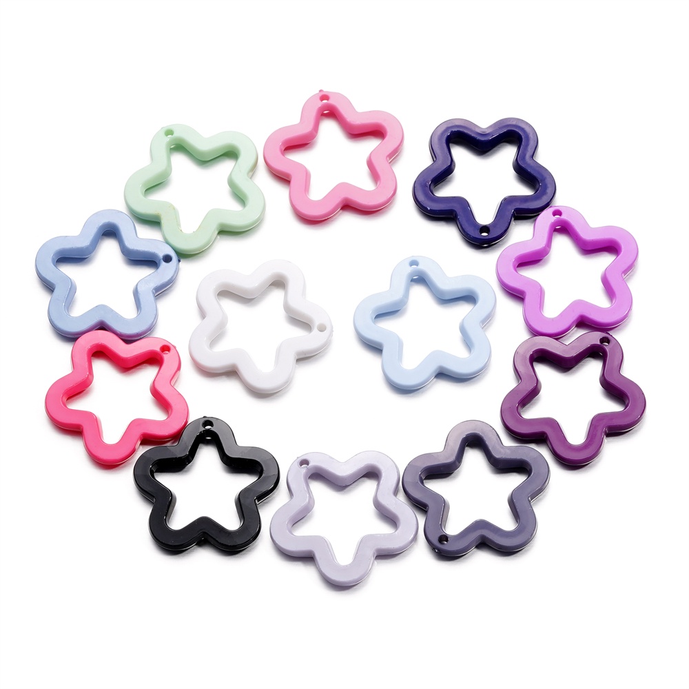 St.kunkka 10pcs Pingente Estrela de 30mm Pingente Estrela Acrílica de cinco pontas para Jóias de Bricolage Fazendo Pulseira de Cordão