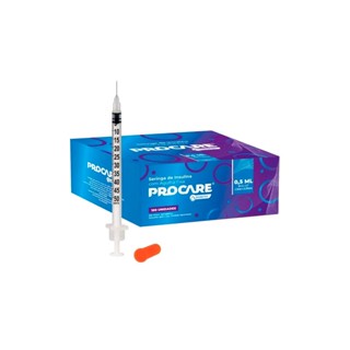 Seringa De Insulina 0,5ml C/agulha Fixa 6mmx0,25mm 31g - 100un