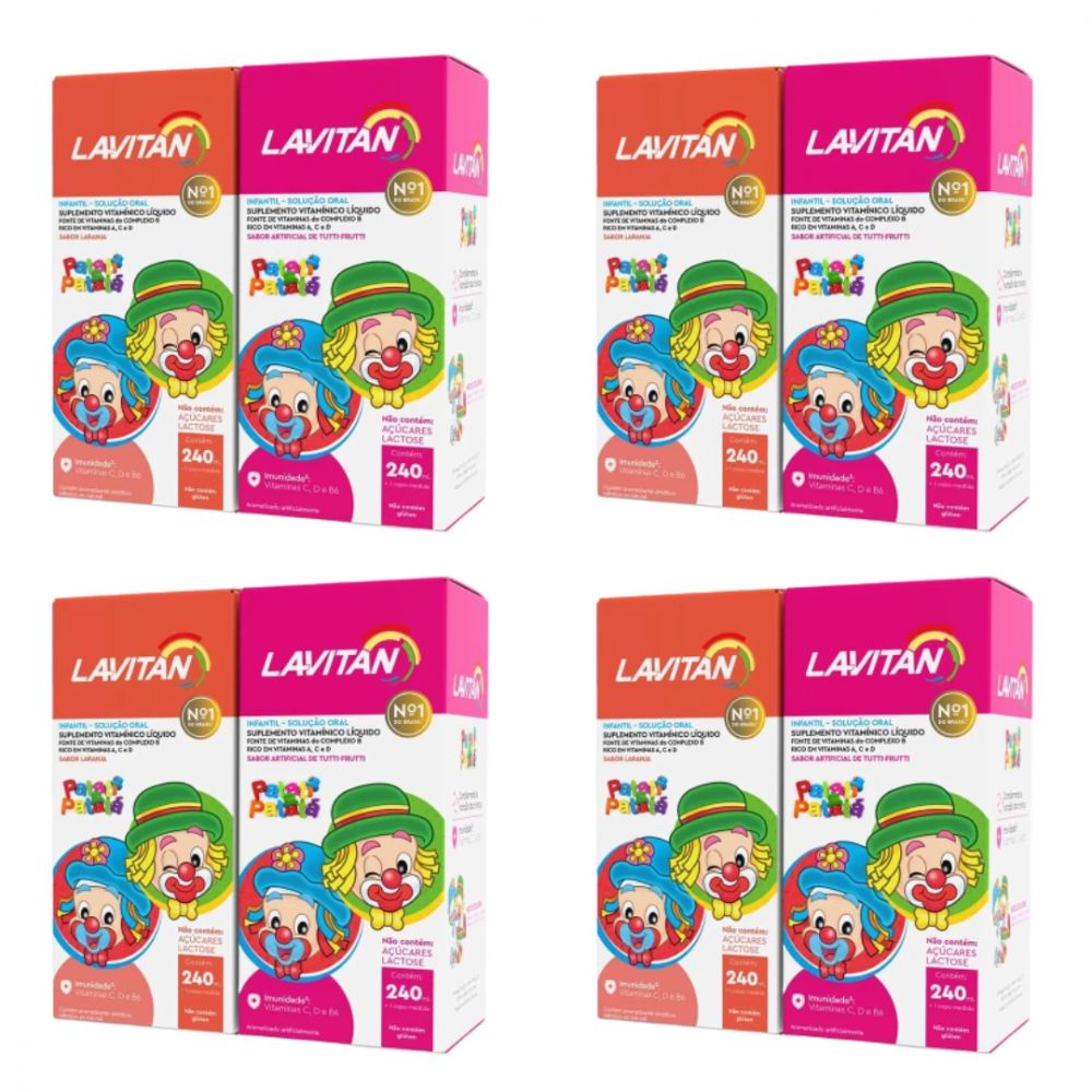 4 Unidades Lavitan Infantil Tutti Frutti 4 Unidades Lavitan Infantil Laranja com 240ml Cada