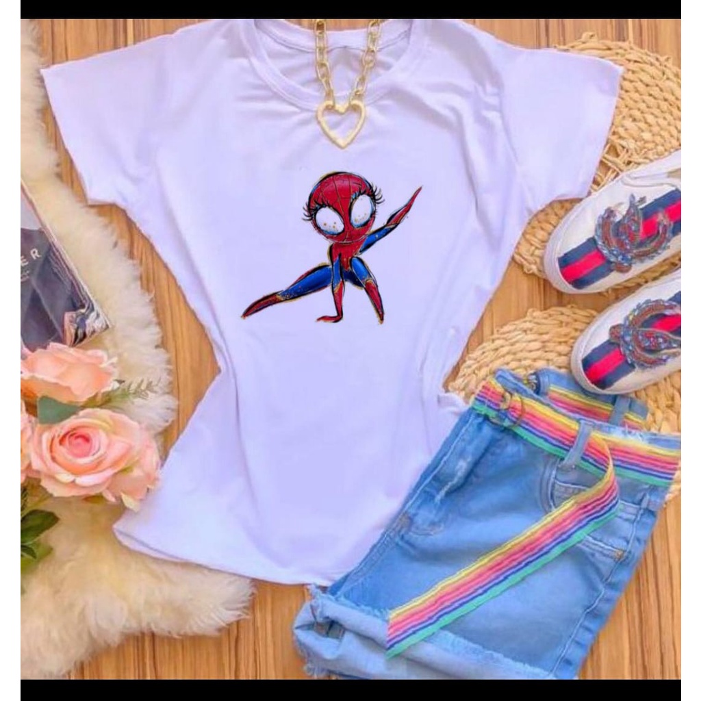 T-SHIRTS POLIÉSTER BRANCO SPIDER GIRL