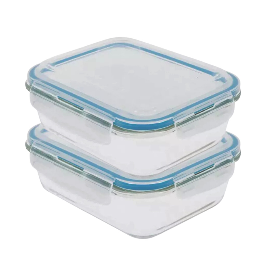 Kit 2 Potes Hermético de Vidro Borossilicato Marmita 1000ml Vasilha Alimentos Retangular em Oferta na Shopee