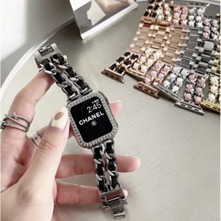 Bracelete De Couro De Luxo Em Metal Para Relógio Apple 40mm 41mm 42mm 44mm 45mm 38mm Ultra 49mm Pulseira Feminina iWatch 8 7 SE 6 5 4 3