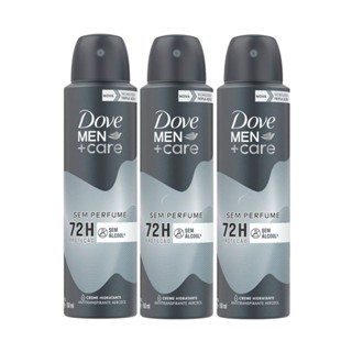 Kit 3 Desodorante Dove Men + Care Sem Perfume Aerosol Antitranspirante 72h com 150ml