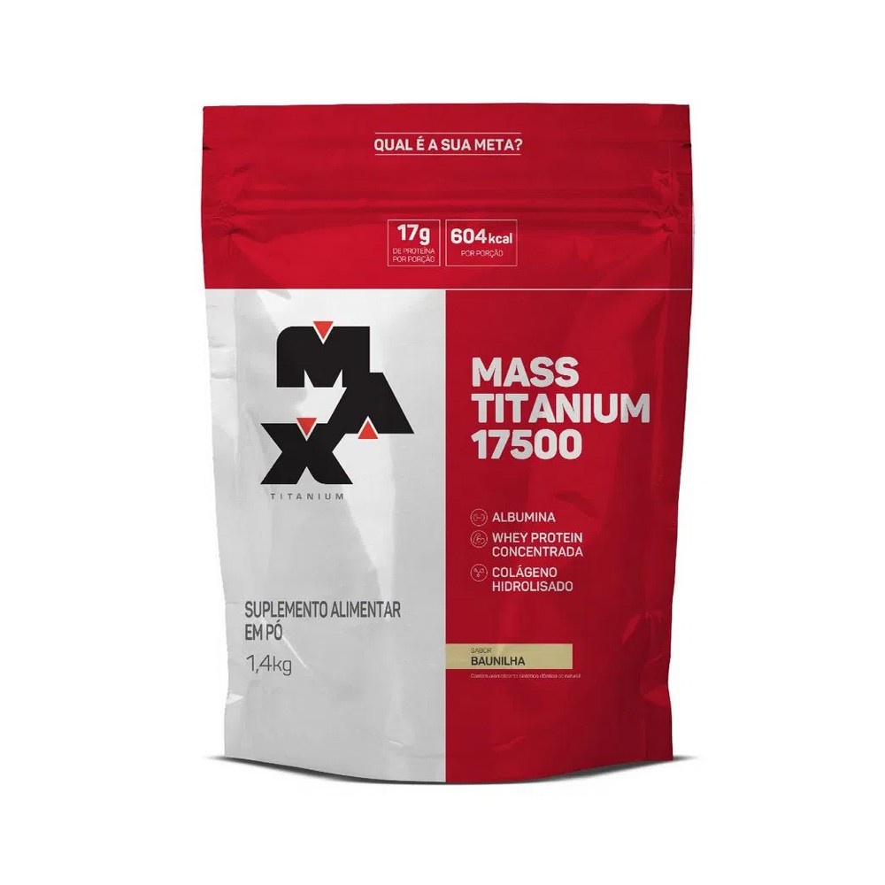 Hipercalórico Mass Titanium 17500 Refil 1,4Kg - Baunilha - Max Titanium