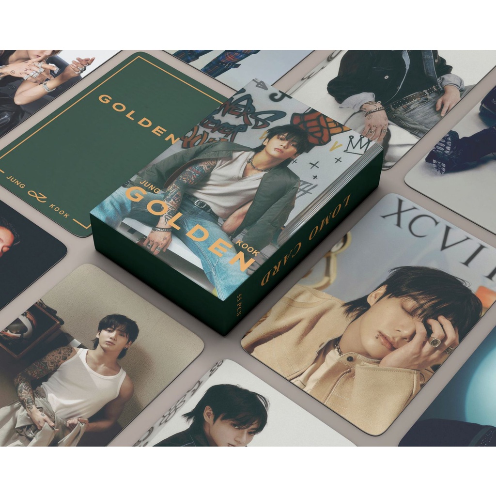 555pcs/box JUNG KOOK Álbum Solo GOLDEN Photocards Cartões Postais Holográficos A Laser Lomo JK BT-S Kpop
