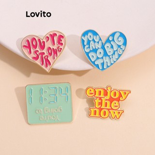 Lovito Casual Broche Feminino com Formato de Coração e Frase L63AD349 (Laranja/Rosa Claro/Rosa/Roxo)